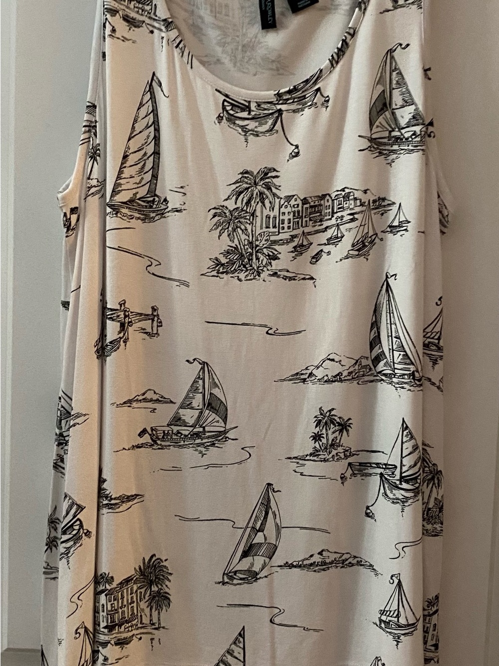 NWOT Cynthia Rowley Sleeveless Nautical Print Tank Top - Cream/Black